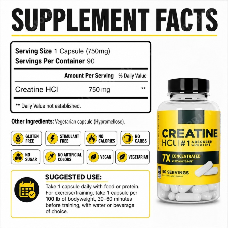 Creatine HCl 750mg 90 Capsules - Nutrition In Fitness recension och pris