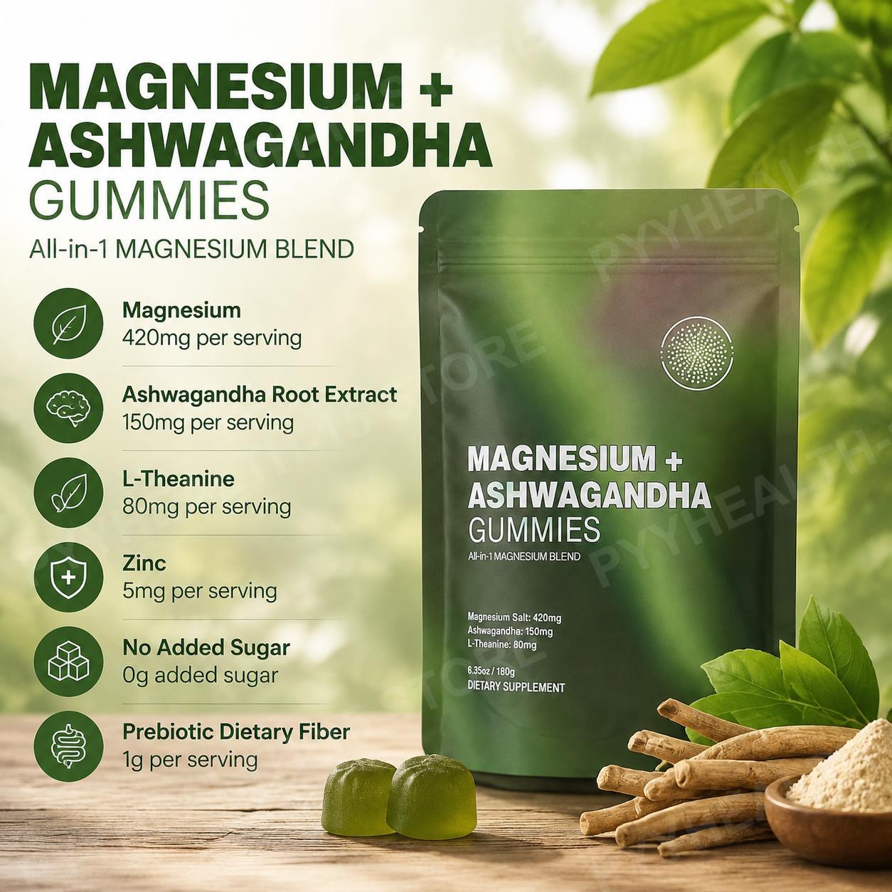 Magnesium + Ashwagandha Gummie - Ashwagandha Extract Root recension och pris