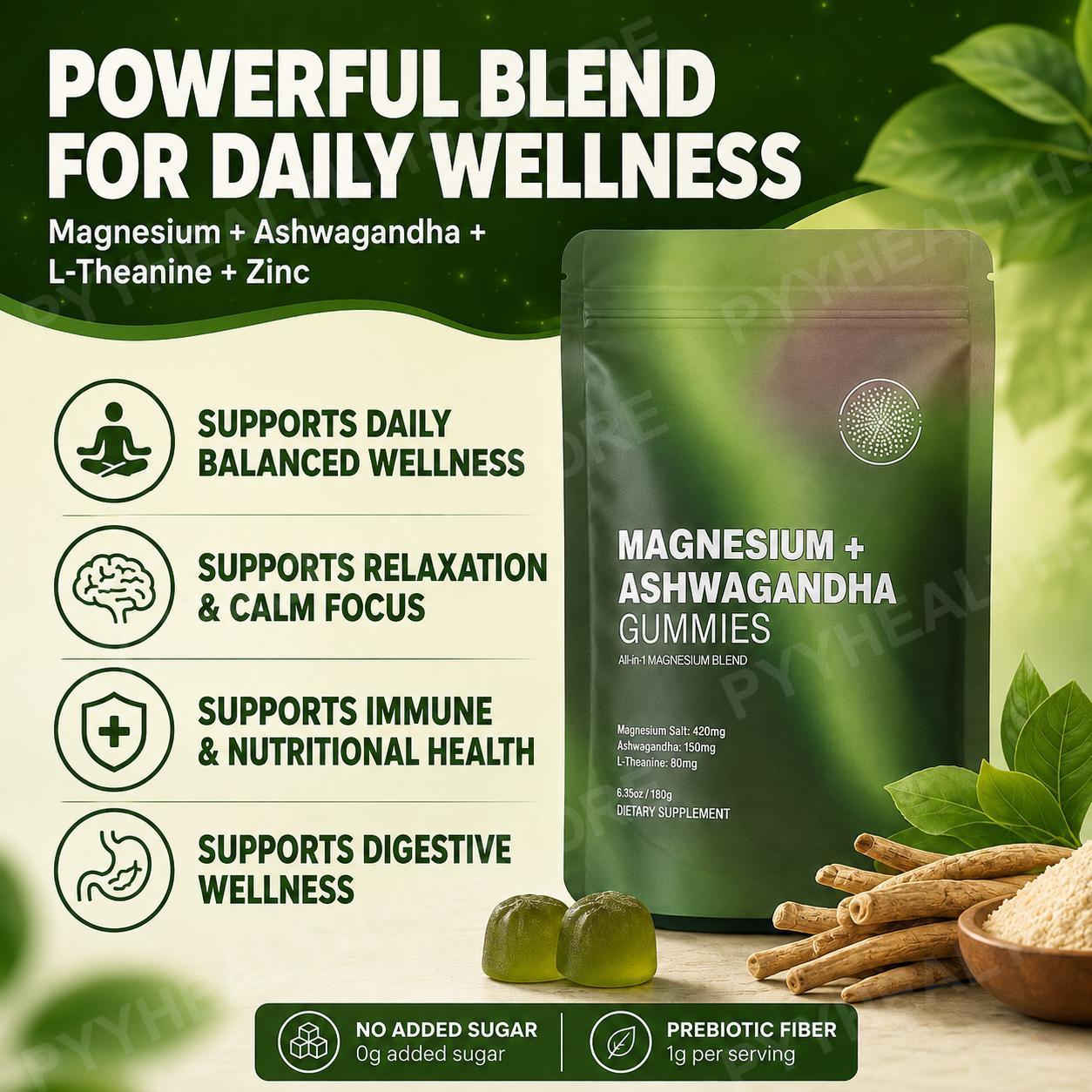 Magnesium + Ashwagandha Gummie - Ashwagandha Extract Root recension och pris